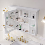 WELLFOR GRACE Solid Wood 40-in x 30-in Surface Mount White Mirrored Soft Close Medicine Cabinet