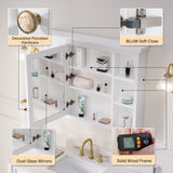 WELLFOR GRACE Solid Wood 40-in x 30-in Surface Mount White Mirrored Soft Close Medicine Cabinet