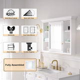 WELLFOR GRACE Solid Wood 40-in x 30-in Surface Mount White Mirrored Soft Close Medicine Cabinet