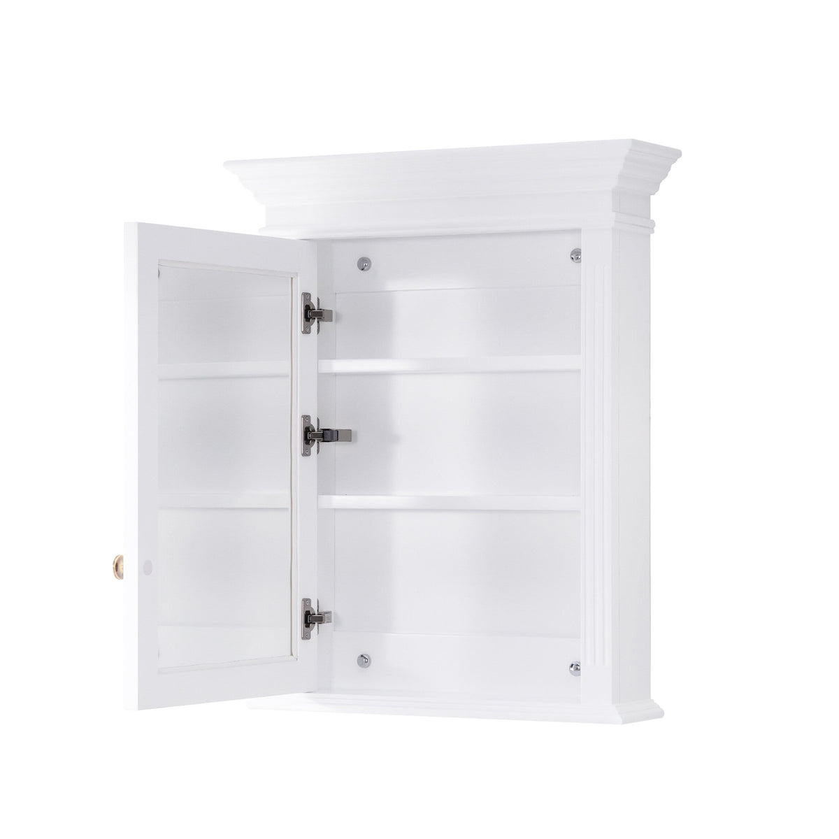 WELLFOR GRACE Solid Wood 24-in x 30-in Surface Mount White Mirrored Soft Close Medicine Cabinet