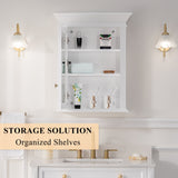 WELLFOR GRACE Solid Wood 24-in x 30-in Surface Mount White Mirrored Soft Close Medicine Cabinet