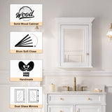 WELLFOR GRACE Solid Wood 24-in x 30-in Surface Mount White Mirrored Soft Close Medicine Cabinet