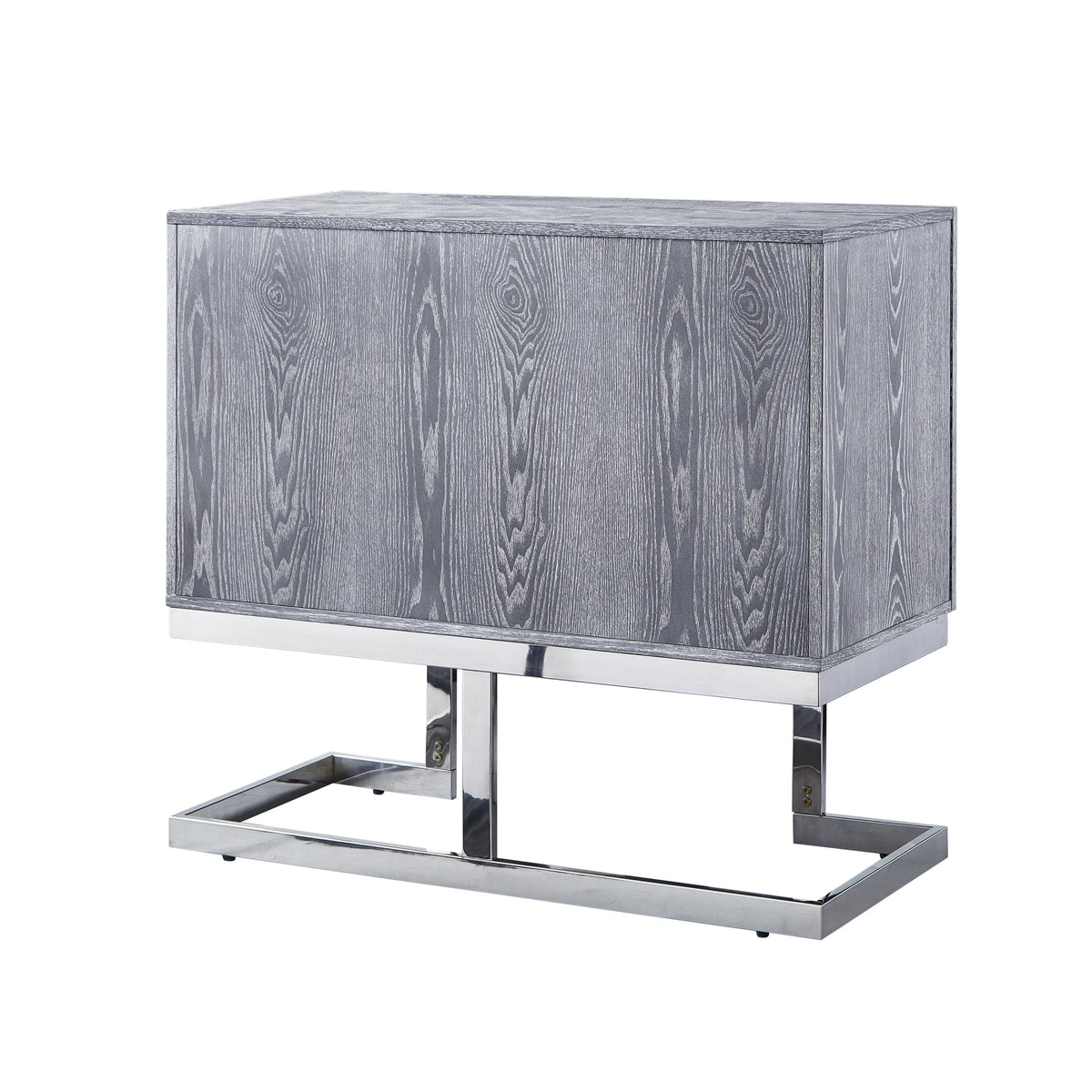 Nicole Miller Olina Grey Oak/Chrome Contemporary/Modern Metal Media Cabinet