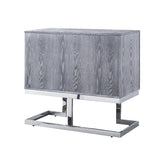 Nicole Miller Olina Grey Oak/Chrome Contemporary/Modern Metal Media Cabinet