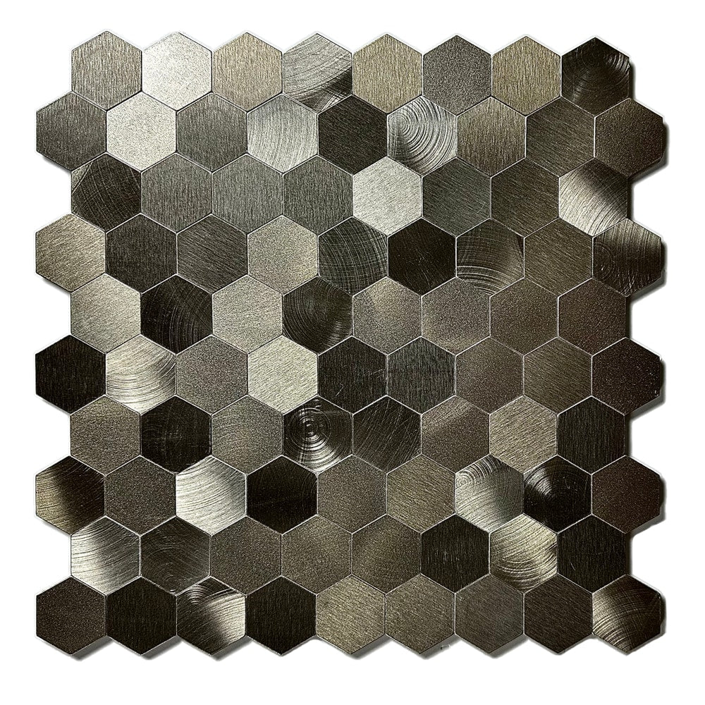 Abolos Enchanted Metals Copper bronze 12-in x 12-in Brushed Metal Patterned Hexagon Mosaic Wall Tile product image