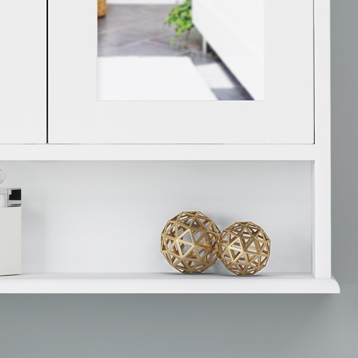 WELLFOR 22.25-in x 23-in x 5.25-in White Bathroom Wall Cabinet