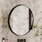 WELLFOR FS 31.5-in x 31.5-in Recessed Mount Black Mirrored Round Soft Close Medicine Cabinet