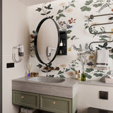 WELLFOR 31.5-in x 31.5-in Recessed Mount Matte Black Mirrored Round Medicine Cabinet