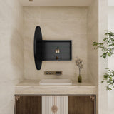 WELLFOR 31.5-in x 31.5-in Recessed Mount Matte Black Mirrored Round Medicine Cabinet