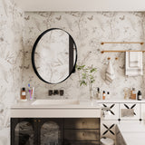 WELLFOR FS 31.5-in x 31.5-in Recessed Mount Black Mirrored Round Soft Close Medicine Cabinet