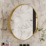 WELLFOR FS 31.5-in x 31.5-in Recessed Mount Gold Mirrored Round Soft Close Medicine Cabinet