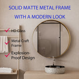 WELLFOR 31.5-in x 31.5-in Recessed Mount Gold Mirrored Round Medicine Cabinet
