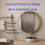 WELLFOR FS 31.5-in x 31.5-in Recessed Mount Gold Mirrored Round Soft Close Medicine Cabinet