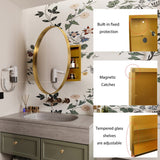 WELLFOR FS 31.5-in x 31.5-in Recessed Mount Gold Mirrored Round Soft Close Medicine Cabinet