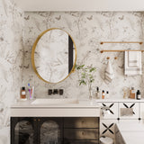 WELLFOR 31.5-in x 31.5-in Recessed Mount Gold Mirrored Round Medicine Cabinet