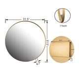 WELLFOR 31.5-in x 31.5-in Recessed Mount Gold Mirrored Round Medicine Cabinet