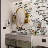 WELLFOR FS 31.5-in x 31.5-in Recessed Mount Gold Mirrored Round Soft Close Medicine Cabinet