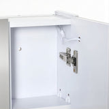 WELLFOR 35.5-in x 29.5-in Lighted LED Surface Mount White Mirrored Soft Close Medicine Cabinet with Outlet