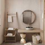 WELLFOR FS 31.5-in x 31.5-in Recessed Mount Gold Mirrored Round Soft Close Medicine Cabinet
