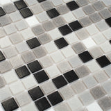 Apollo Tile Mingles Gray and Black 12-in x 12-in Glossy Glass Uniform Squares Floor and Wall Tile (20-sq. ft/ Carton)