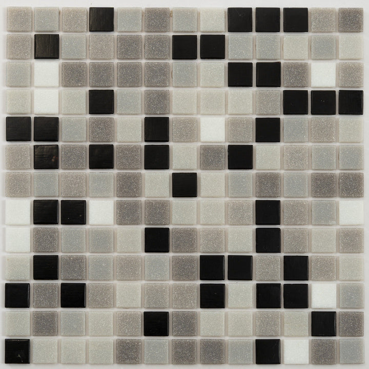 Apollo Tile Mingles Gray and Black 12-in x 12-in Glossy Glass Uniform Squares Floor and Wall Tile (20-sq. ft/ Carton)