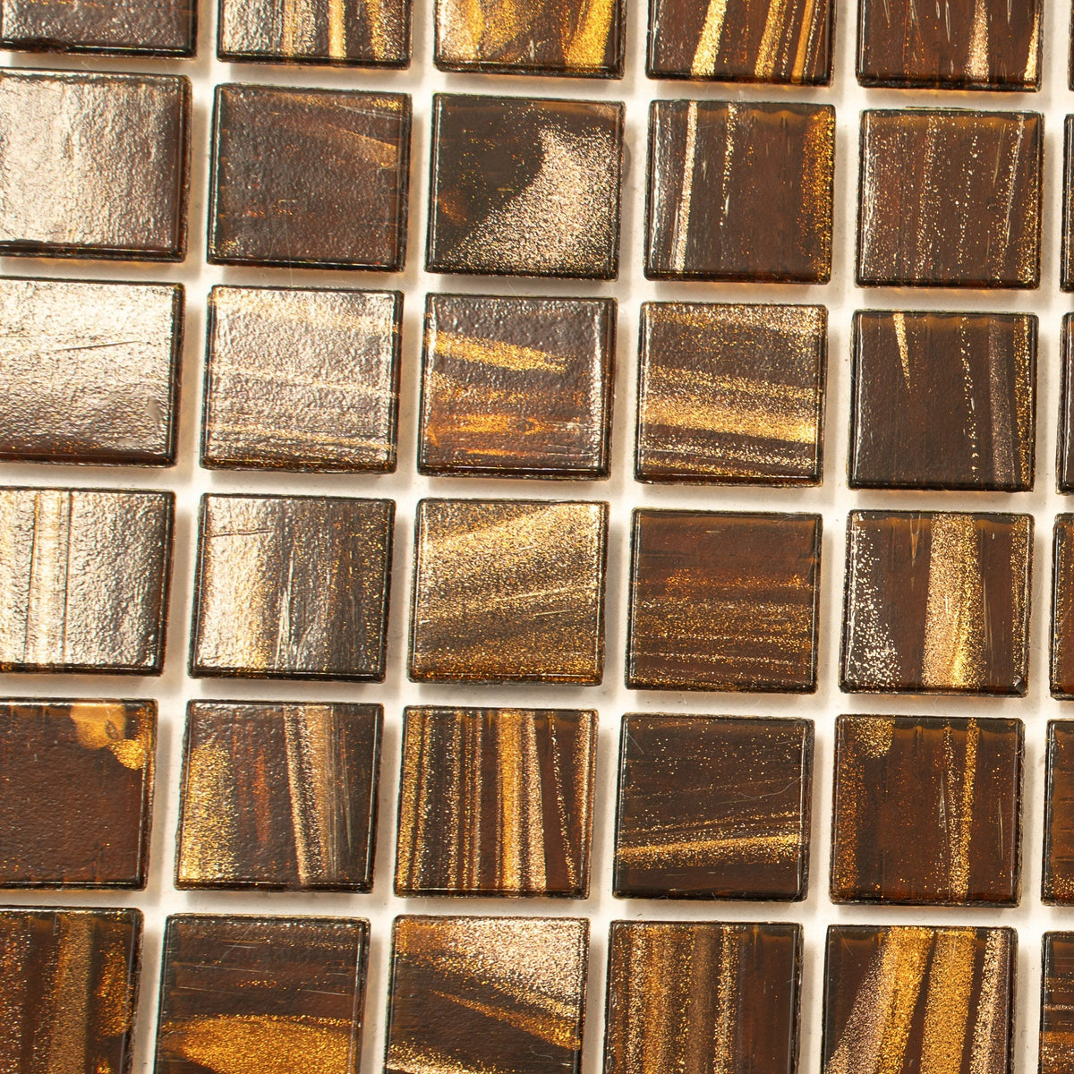 Apollo Tile Celestial Brown and Gold 12-in x 12-in Glossy Glass Uniform Squares Floor and Wall Tile (20-sq. ft/ Carton)