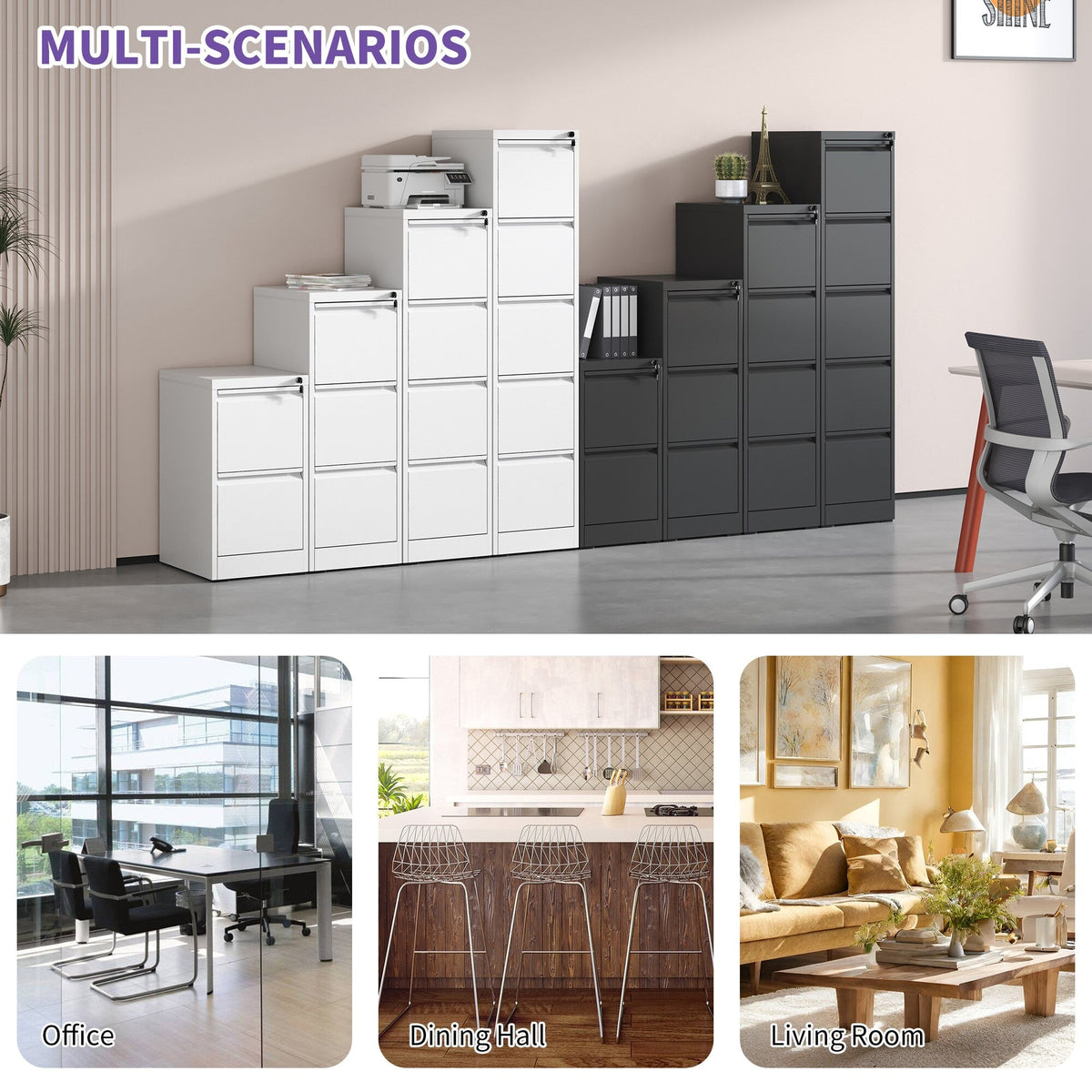 Siavonce Black Office Cabinet