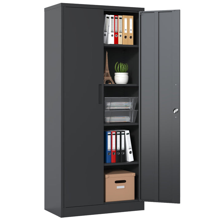 Siavonce Black 5-Shelf Office Cabinet