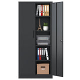 Siavonce Black 5-Shelf Office Cabinet