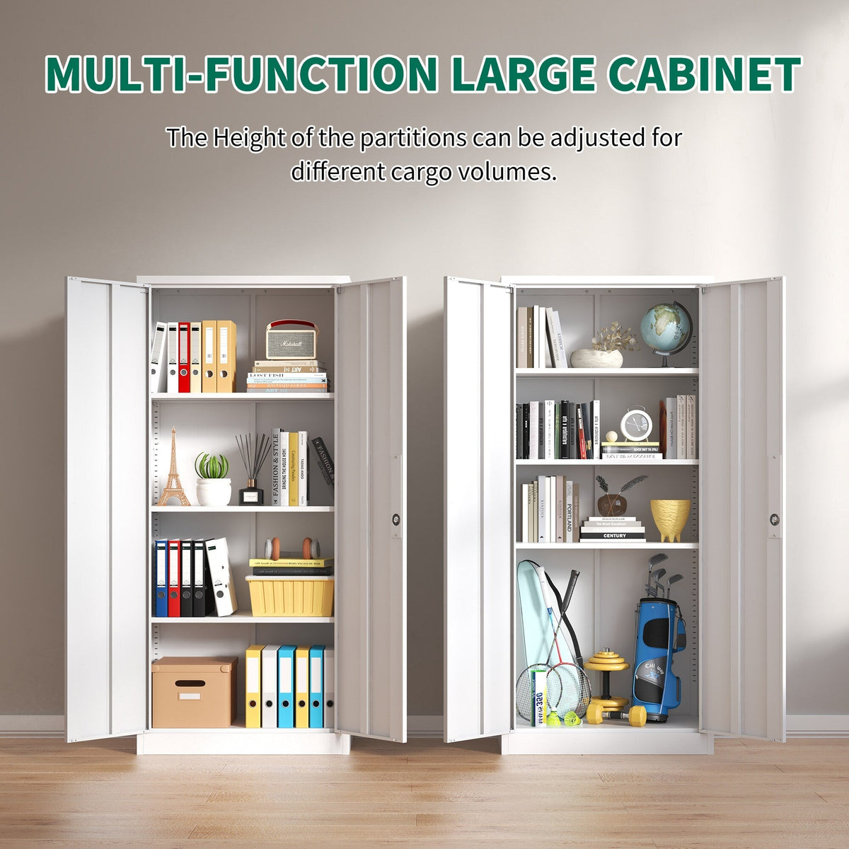Siavonce White 4-Shelf Office Cabinet