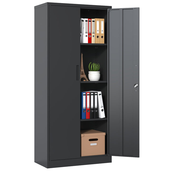 Siavonce Black 4-Shelf Office Cabinet