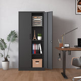 Siavonce Black 4-Shelf Office Cabinet