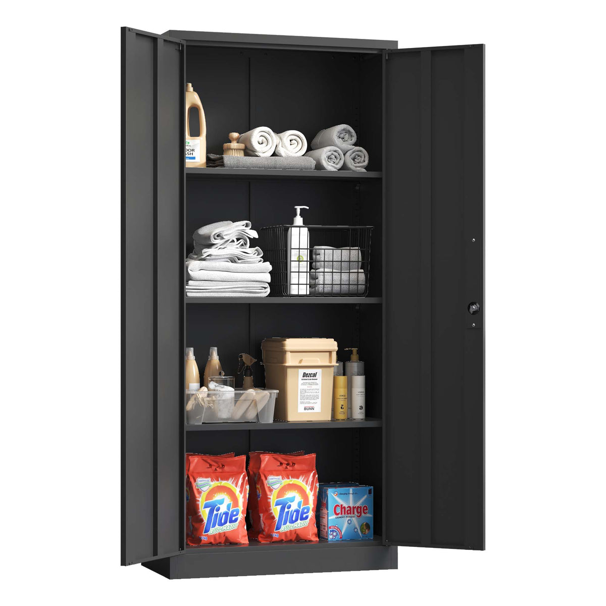 Siavonce White 4-Shelf Office Cabinet