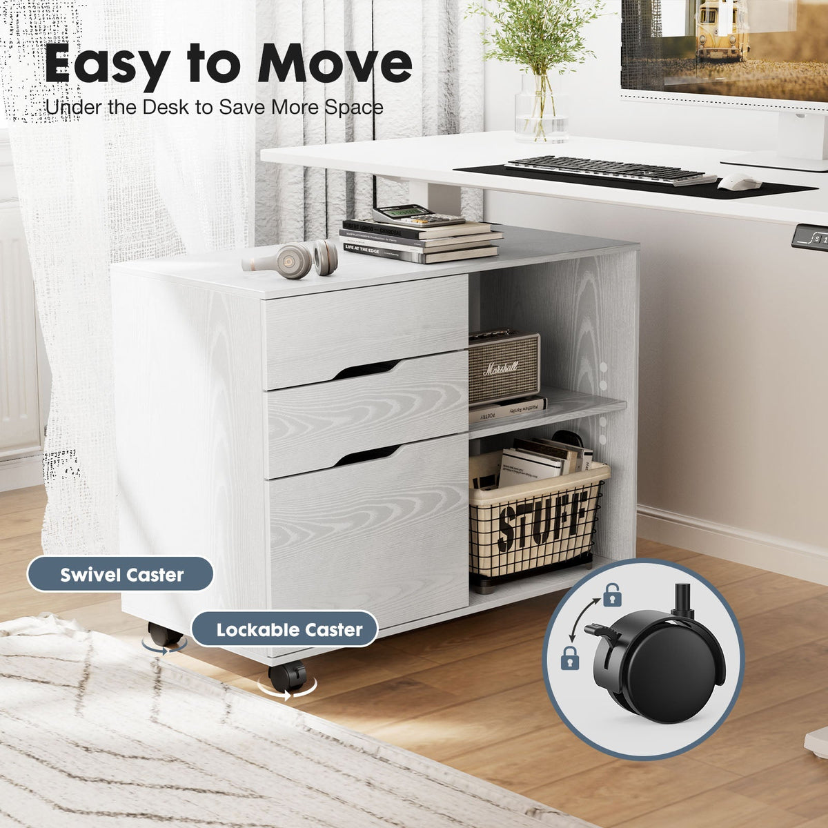 Siavonce White 2-Shelf Office Cabinet