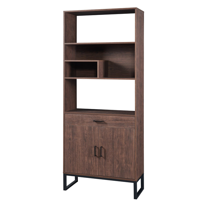 Siavonce Walnut 5-Shelf Office Cabinet