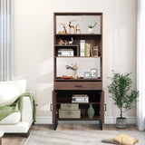Siavonce Walnut 5-Shelf Office Cabinet