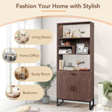 Siavonce Walnut 5-Shelf Office Cabinet
