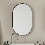 WELLFOR FS 20-in x 34-in Recessed Mount Gold Mirrored Oval Medicine Cabinet