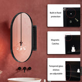 WELLFOR FS 20-in x 34-in Recessed Mount Gold Mirrored Oval Medicine Cabinet