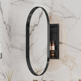 WELLFOR FS 20-in x 34-in Recessed Mount Gold Mirrored Oval Medicine Cabinet