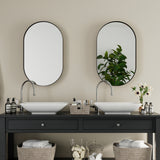 WELLFOR FS 20-in x 34-in Recessed Mount Gold Mirrored Oval Medicine Cabinet