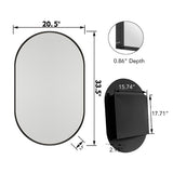 WELLFOR FS 20-in x 34-in Recessed Mount Gold Mirrored Oval Medicine Cabinet