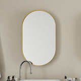 WELLFOR FS 20-in x 34-in Recessed Mount Black Mirrored Oval Medicine Cabinet