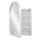 WELLFOR FS 24-in x 36-in Recessed Mount White Mirrored Arched Soft Close Medicine Cabinet