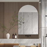 WELLFOR FS 24-in x 36-in Recessed Mount White Mirrored Arched Soft Close Medicine Cabinet