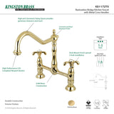 Elements of Design French Country Polished Brass 2-Handle Deck-Mount Bridge Kitchen Faucet