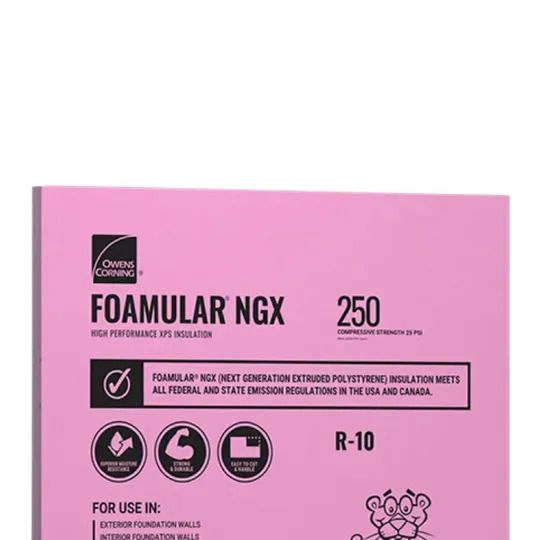 Owens Corning FOAMULAR NGX 250 SSE XPS Rigid Foam Insulation, 1.5 in x 4 ft x 8 ft