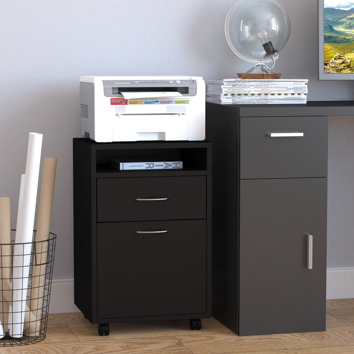 Siavonce Black 1-Shelf Office Cabinet