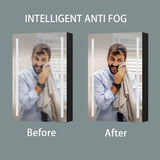WELLFOR BG 20-in x 30-in Lighted LED Fog Free Surface Mount Black Mirrored Soft Close Medicine Cabinet