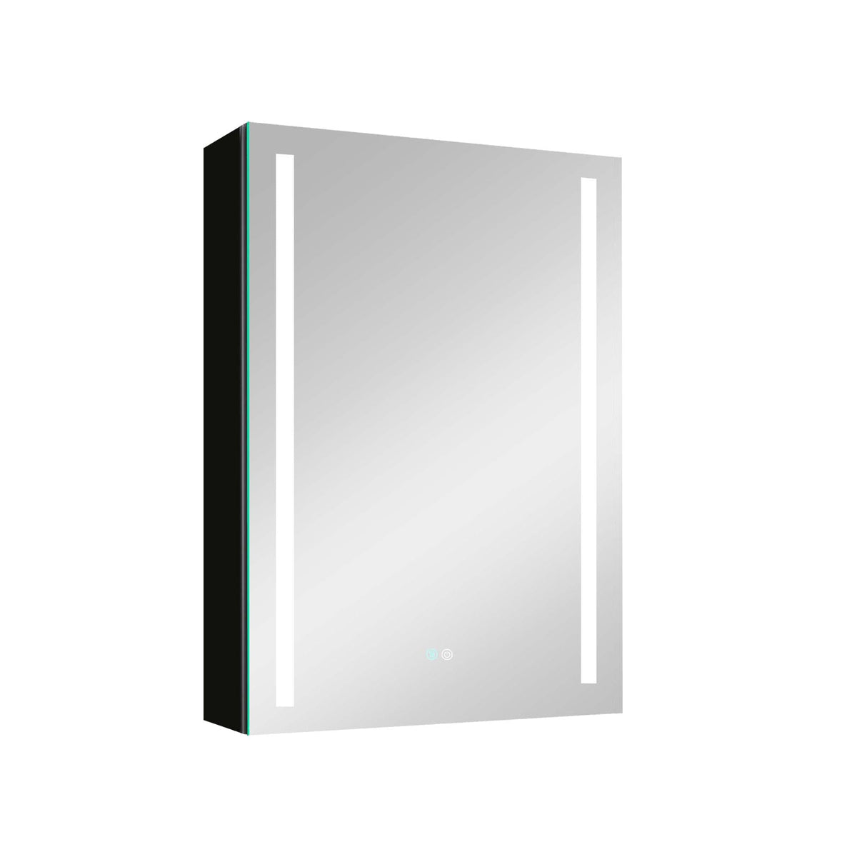 WELLFOR BG 20-in x 30-in Lighted LED Fog Free Surface Mount Black Mirrored Soft Close Medicine Cabinet